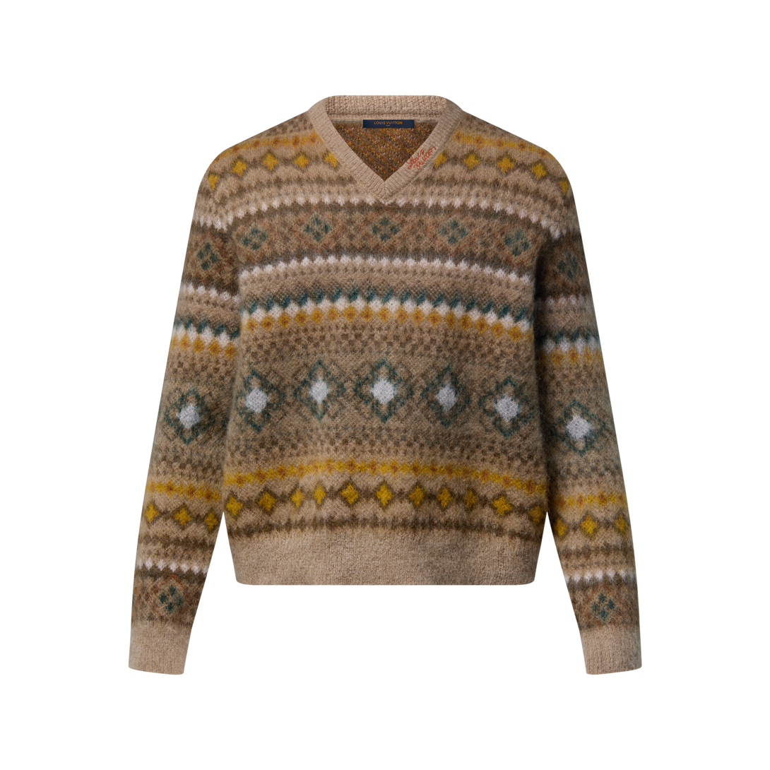 Pulôver em Jacquard LV Fair Isle em Mescla de Mohair